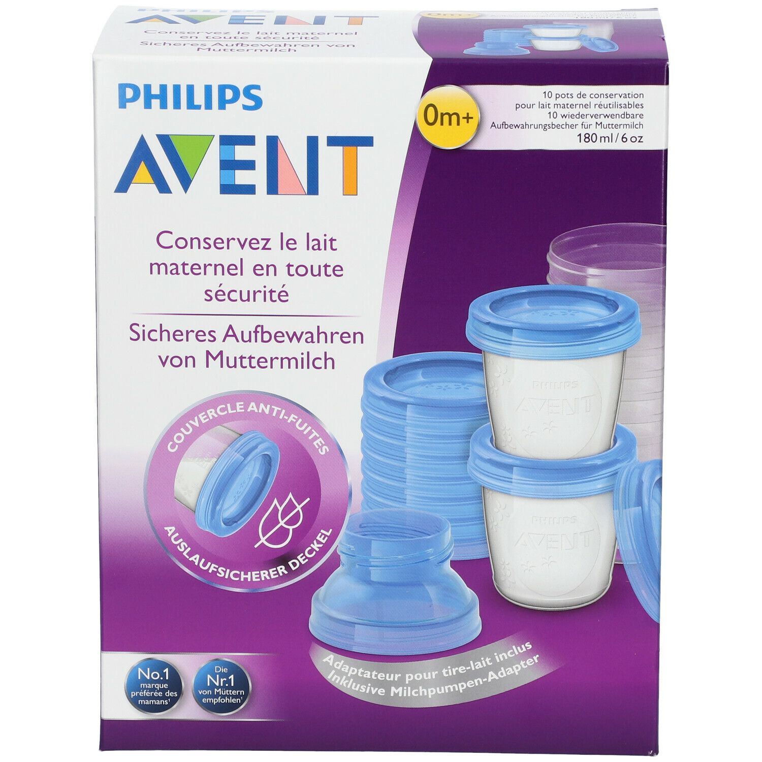 Philips Avent 10 Gläser zur Aufbewahrung von Muttermilch
