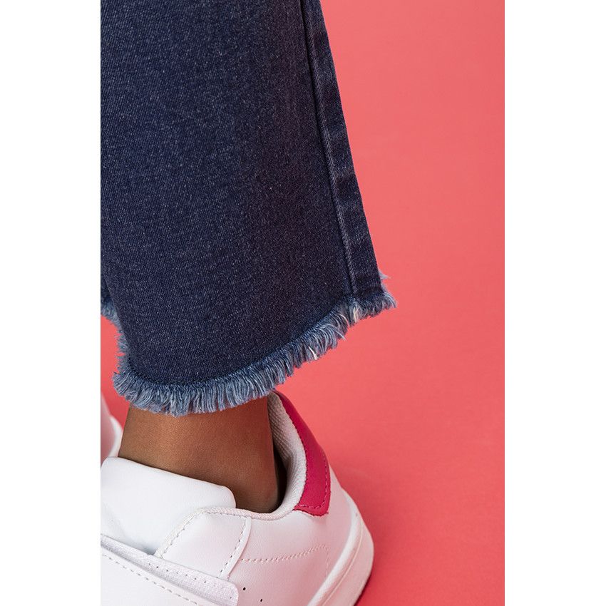 Salopette longue en denim ceinturée pour fille - Bleu moyen