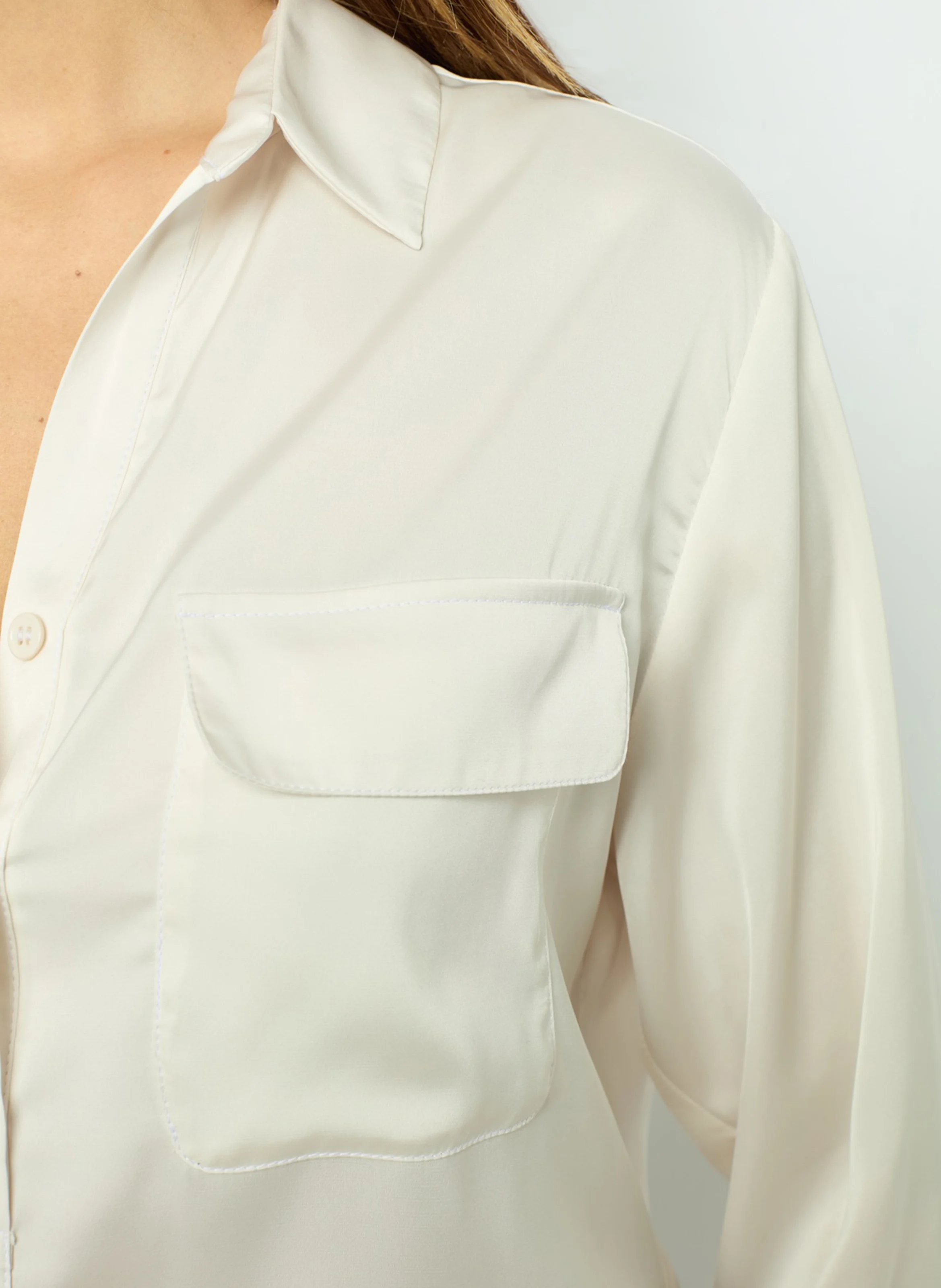 BRIGITTE - Blouse droite fluide satinée| Blanc