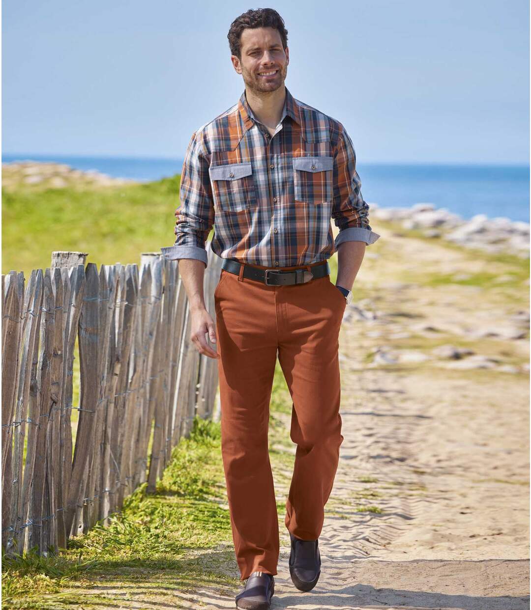 Pantalon Chino Stretch Brique
