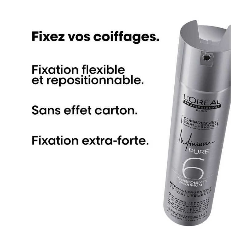 Laque fixation extra-forte Infinium Pure extra-strong L'Oréal Professionnel 300 ml compressés