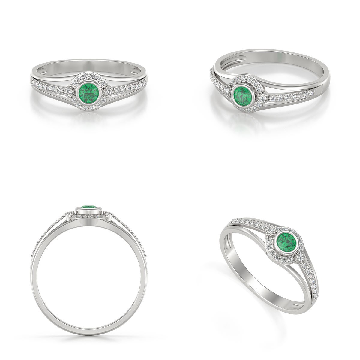 Bague Emeraude et diamants sur Argent 925 2.118grs
