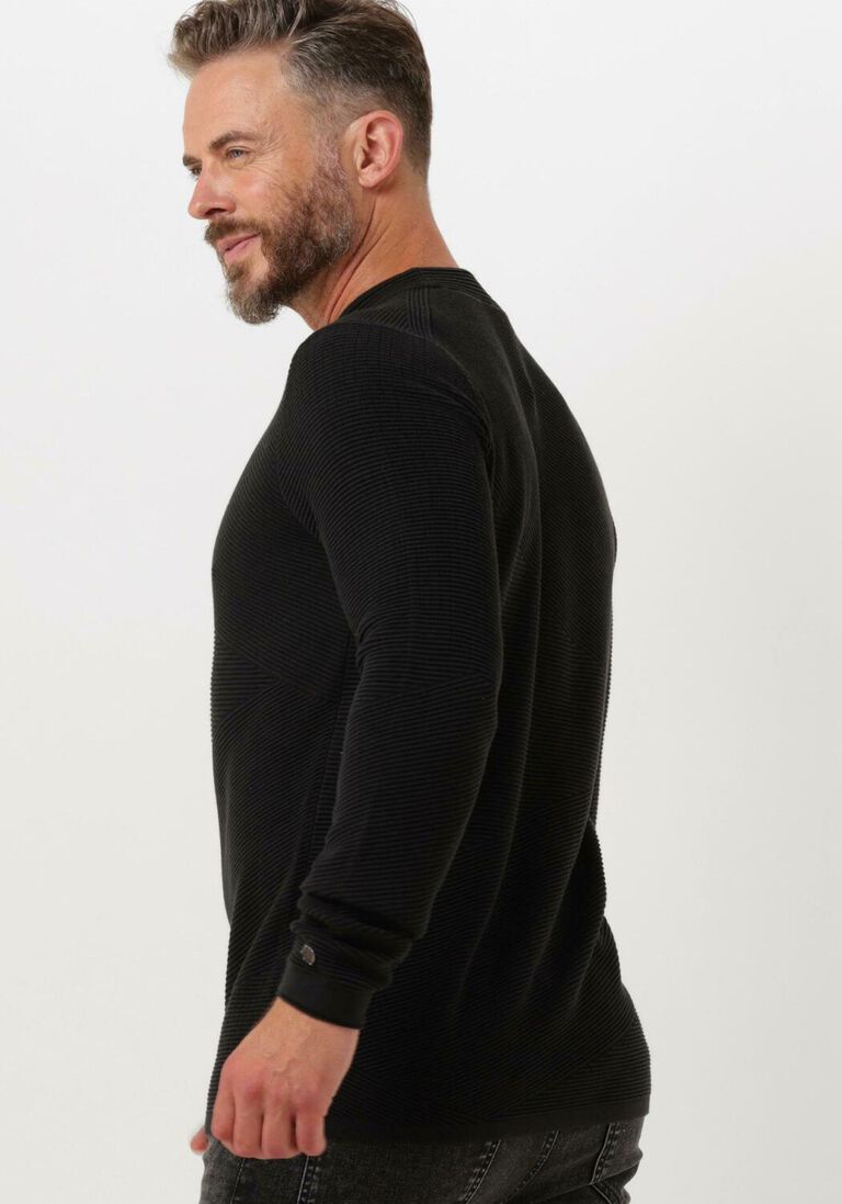 CAST IRON zwarte cast iron trui mock neck cotton modal mockneck
