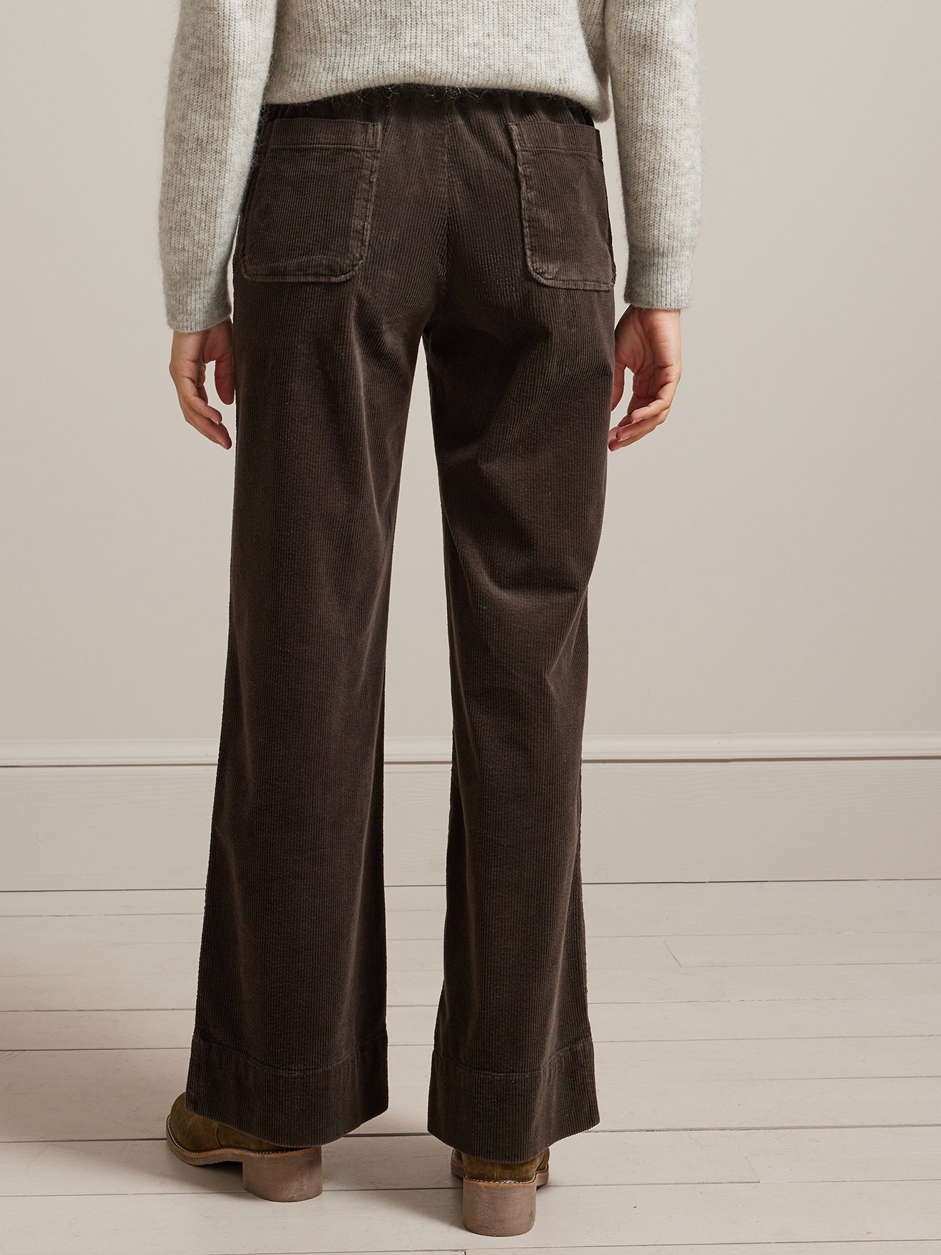 Pantalon large taille élastiquée velours femme Lucie