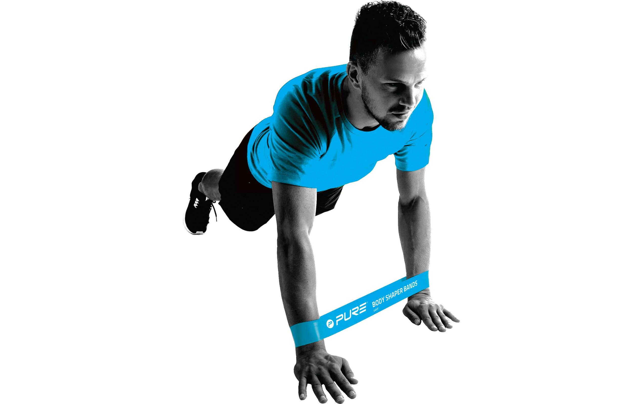 Fitnessband 3er-Set, leicht bis stark, Blau/Gelb/SchwarzWiderstandsbänder in drei Stärken