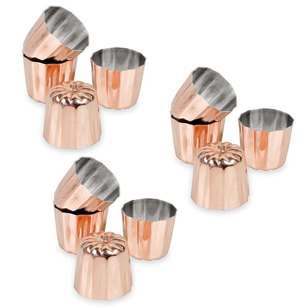 Lot 12 moules à canelés bordelais cuivre 3,5 cm Patisse