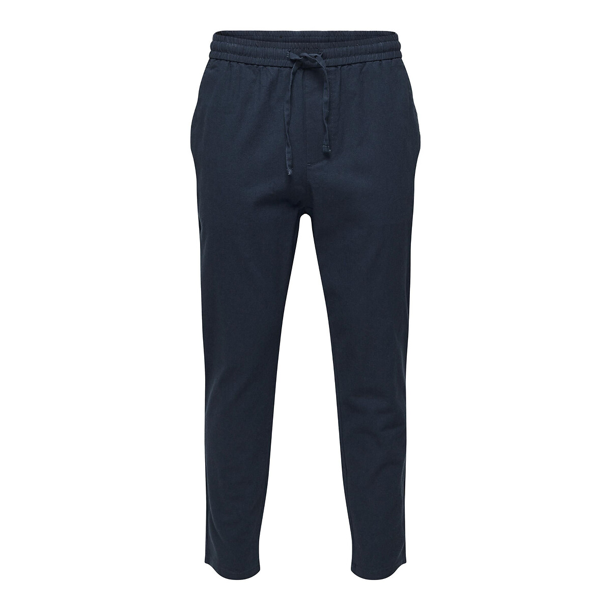 ONLY & SONS<br>Calças de algodão e linho com cordão na cintura