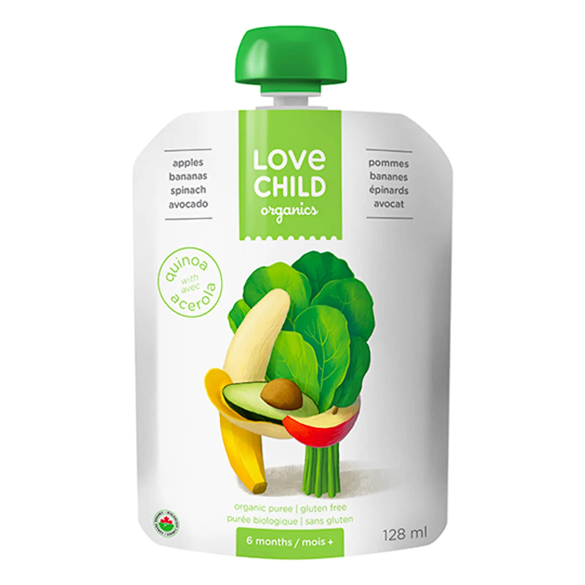 Love Child Organics Purée Bio - Superblends -  Pommes, Bananes, Épinards et Avocat (À partir de 6 mois)