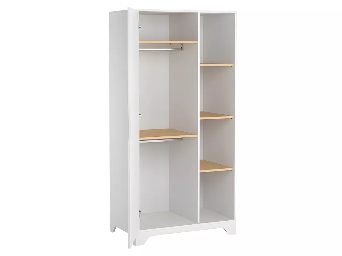 Armoire 1 porte Leaf Blanc et bois