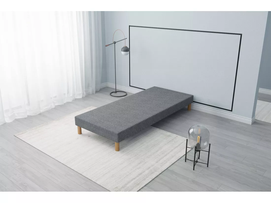Sommier tapissier gris 90x200 + jeu de pied offert