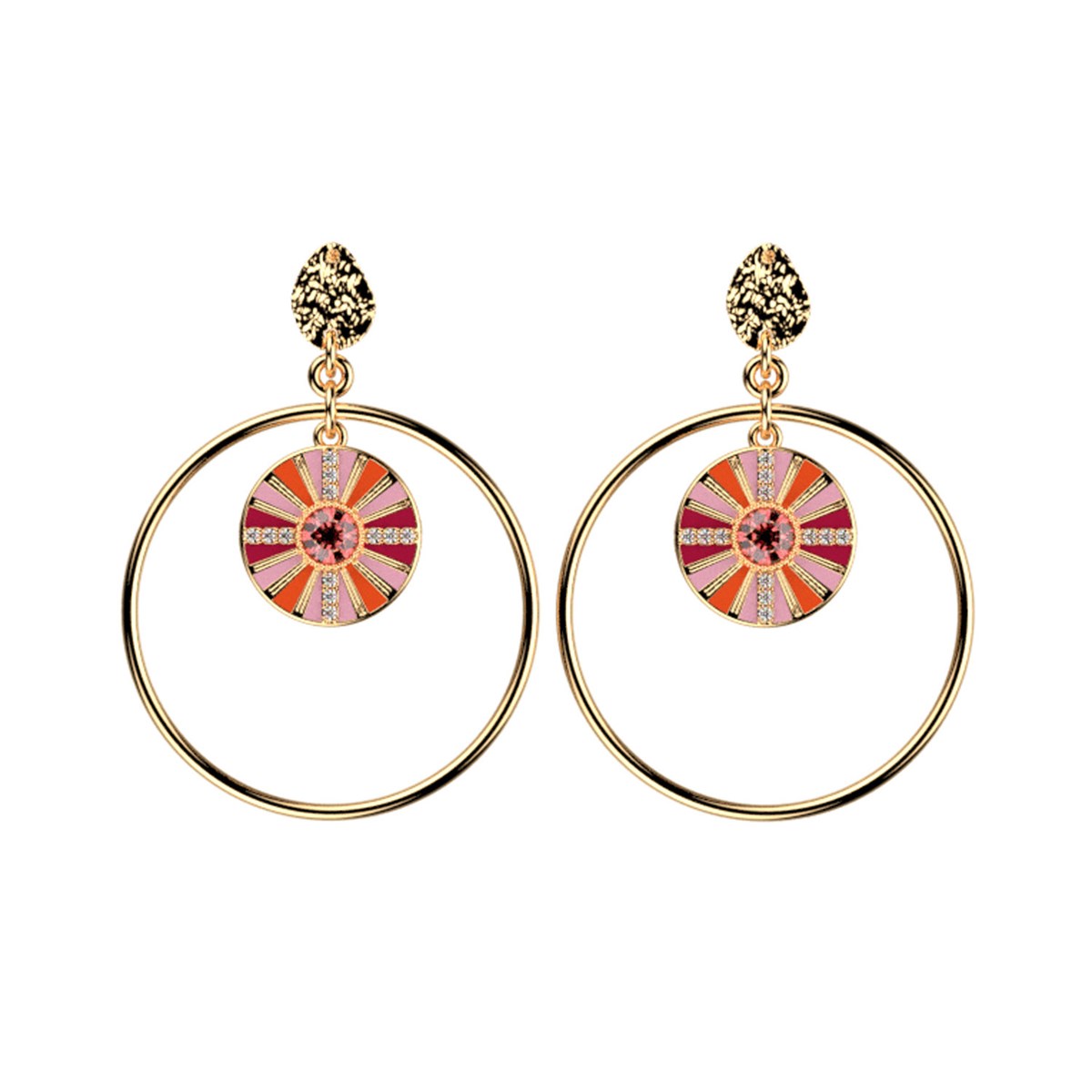 Boucles d'oreilles Les Georgettescollection Les Cadettes doré et médaillon rosé