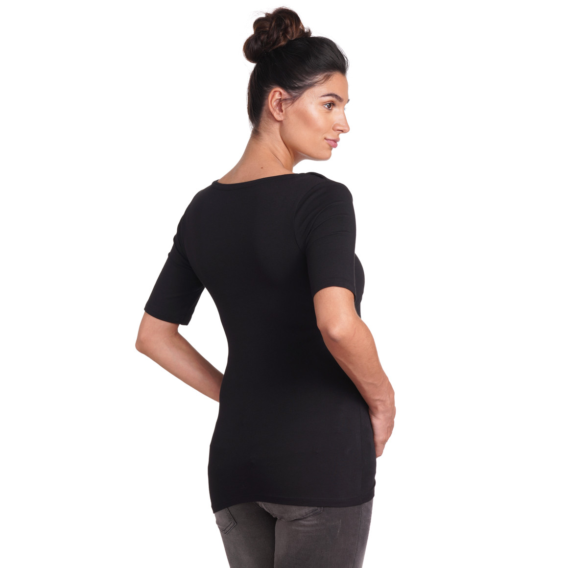 Gina Mama Damen Umstands-T-Shirt mit Stillfunktion schwarz