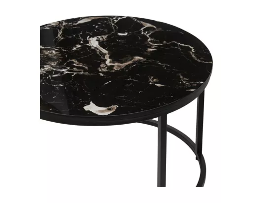 Table basse collection NAZARI. Meuble type CONTEMPORAIN. Pierre aspect marbre noir.