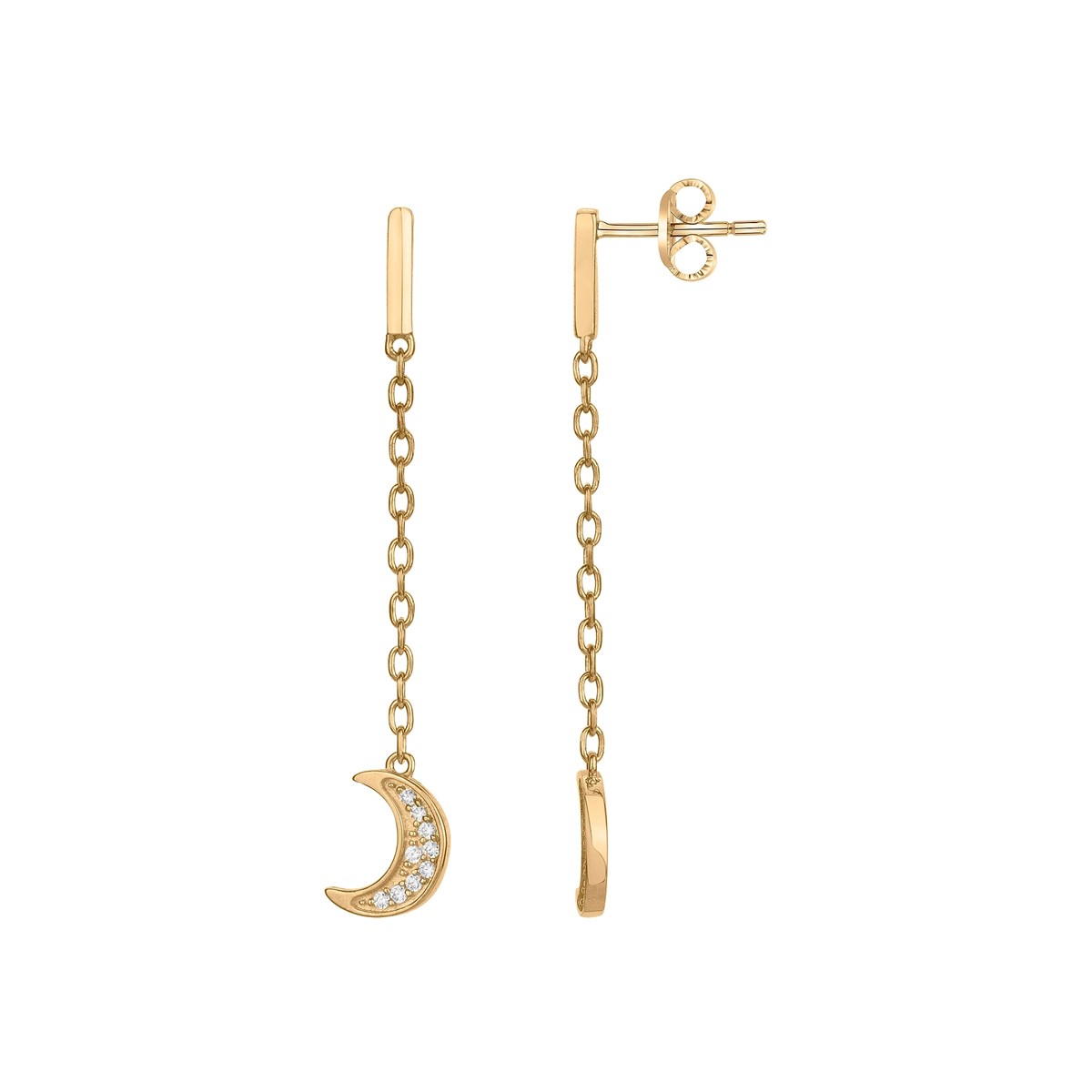 Boucles d'oreilles pendantes en Plaqué Or avec oxyde de zirconium blanc