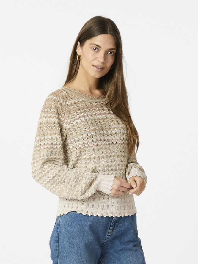 Neo Noir Dito Chevron Knit Blouse Light brown