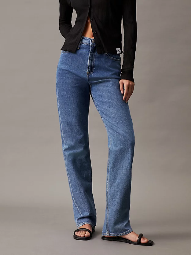 Calça jeans reta de cintura alta