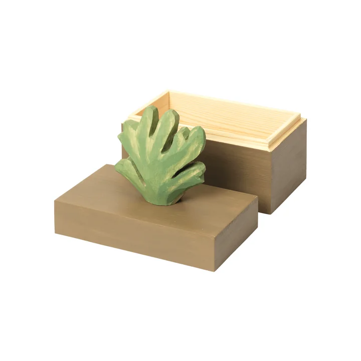 Ferm Living - Harbour Aufbewahrungsbox Fisch, H 15 x 14,5 cm, mist blue / aged gold
