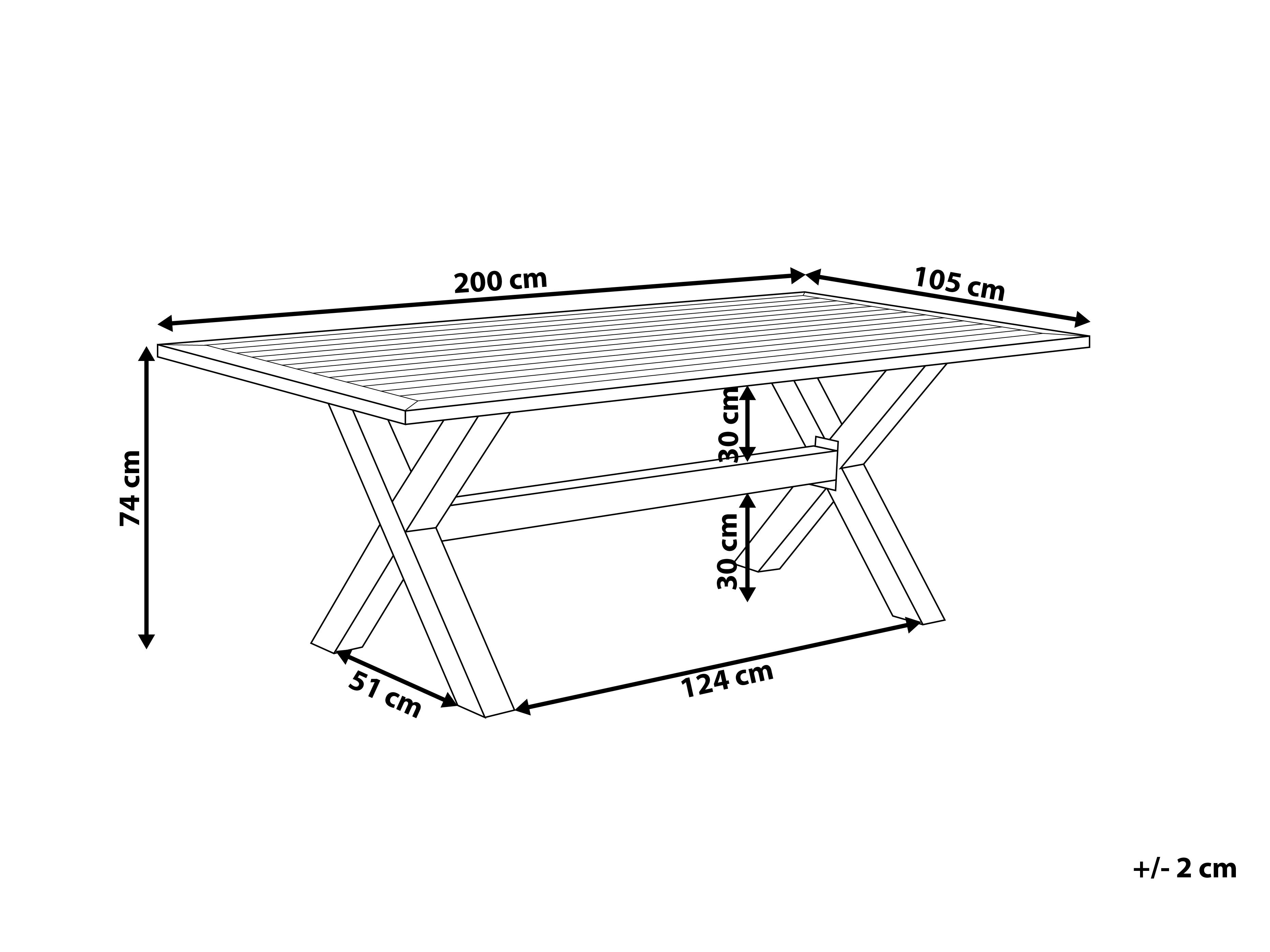 Tuin eettafel CASCAIS 200 cm 105 cm Metaal Grijs