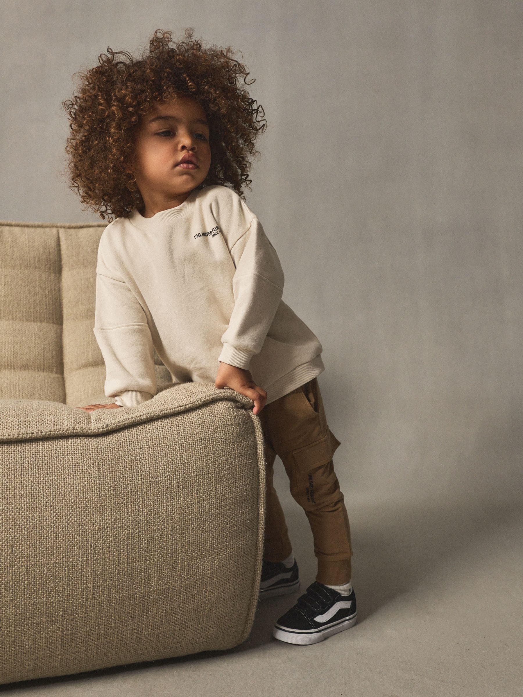 Ecru gebroken wit - Set met utility-sweatshirt en super skinny joggingbroek (3mnd-7jr)