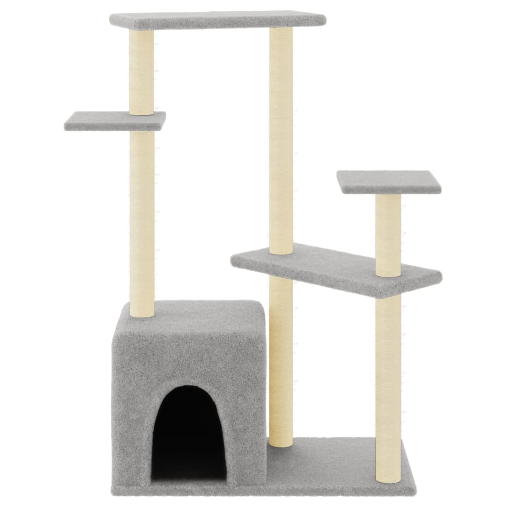 Arranhador para gatos vidaXL com hastes de sisal cinza claro, 107,5 cm