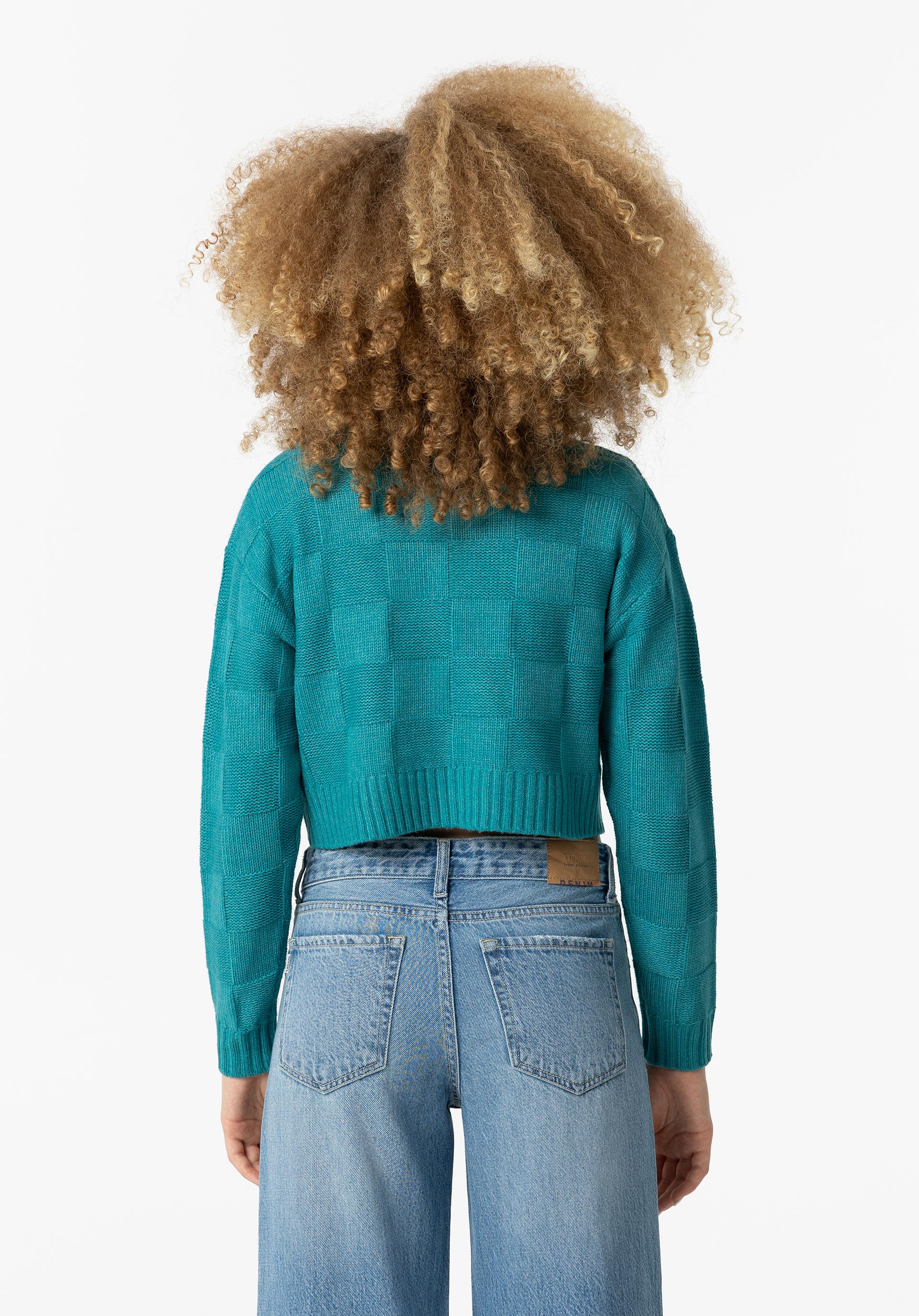 Camisola de Malha Efeito Quadrados