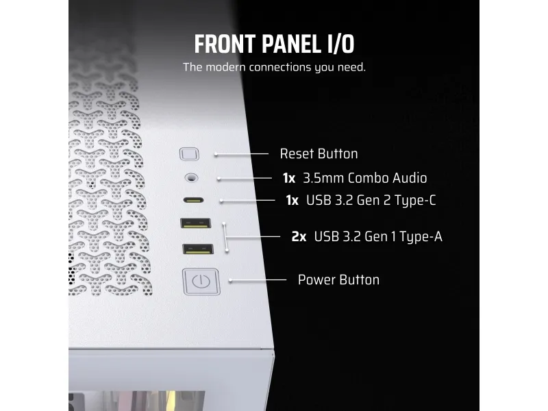 CORSAIR iCUE LINK 3500X RGB - Mid tower - udvidet ATX - sidepanel med vindue (hærdet glas) - ingen strømforsyning (ATX) - hvid - USB/Lyd