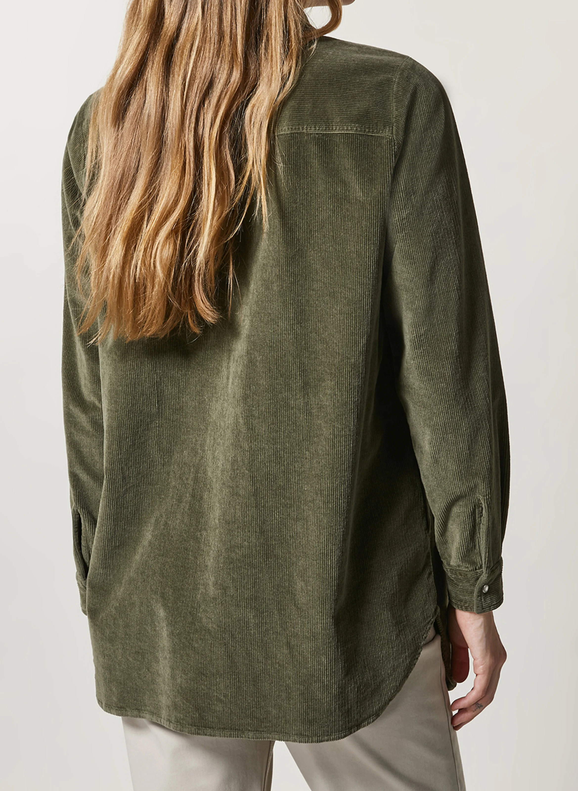 FAVORE - Chemise longue en velours stretch | Marron