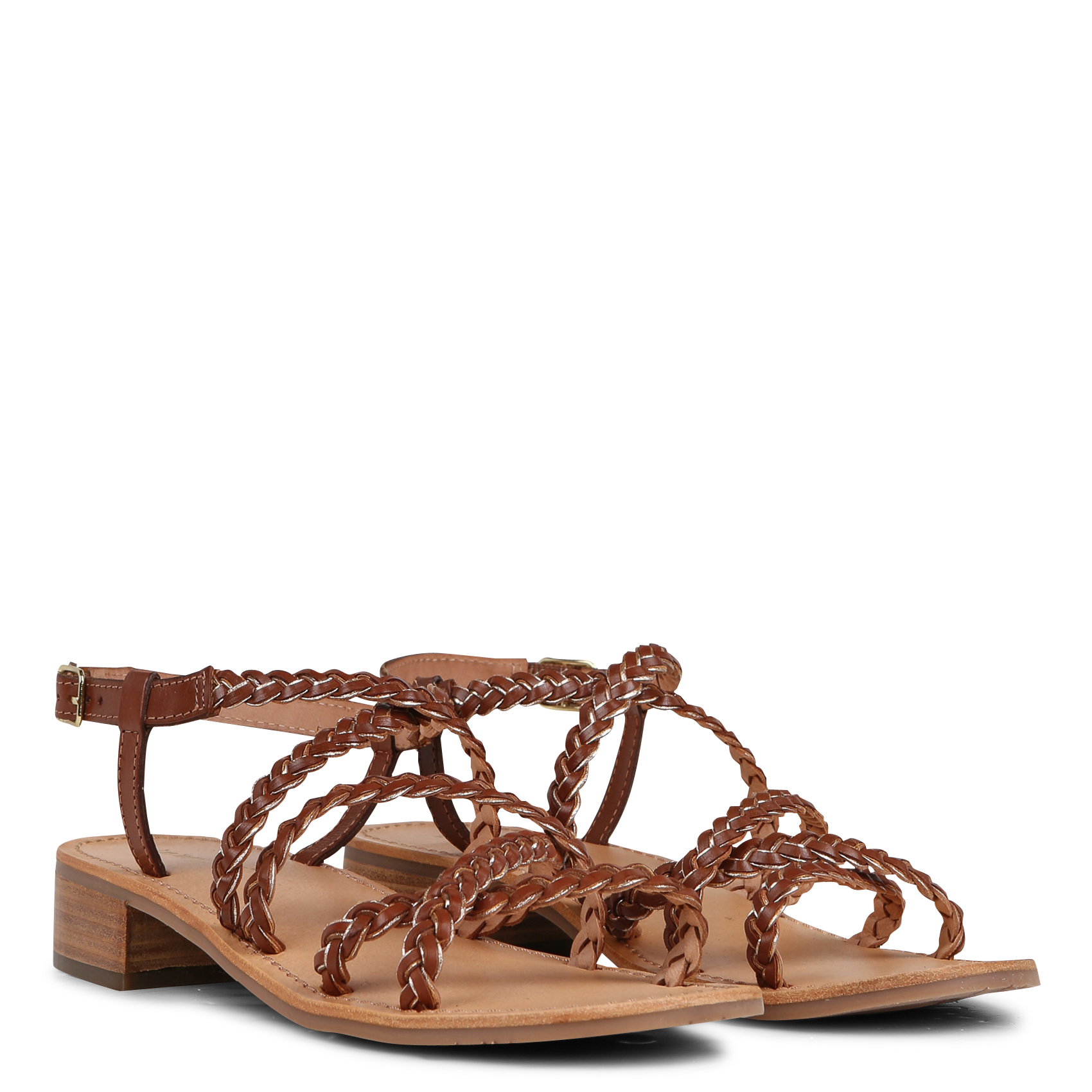 HAPIRON - Sandales à petit talon en cuir | Marron