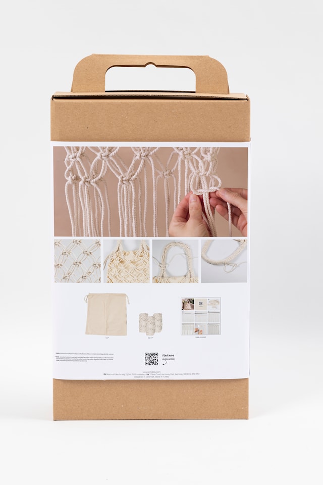 DIY Kit Makramé, Veske, hvit, 1 pk.