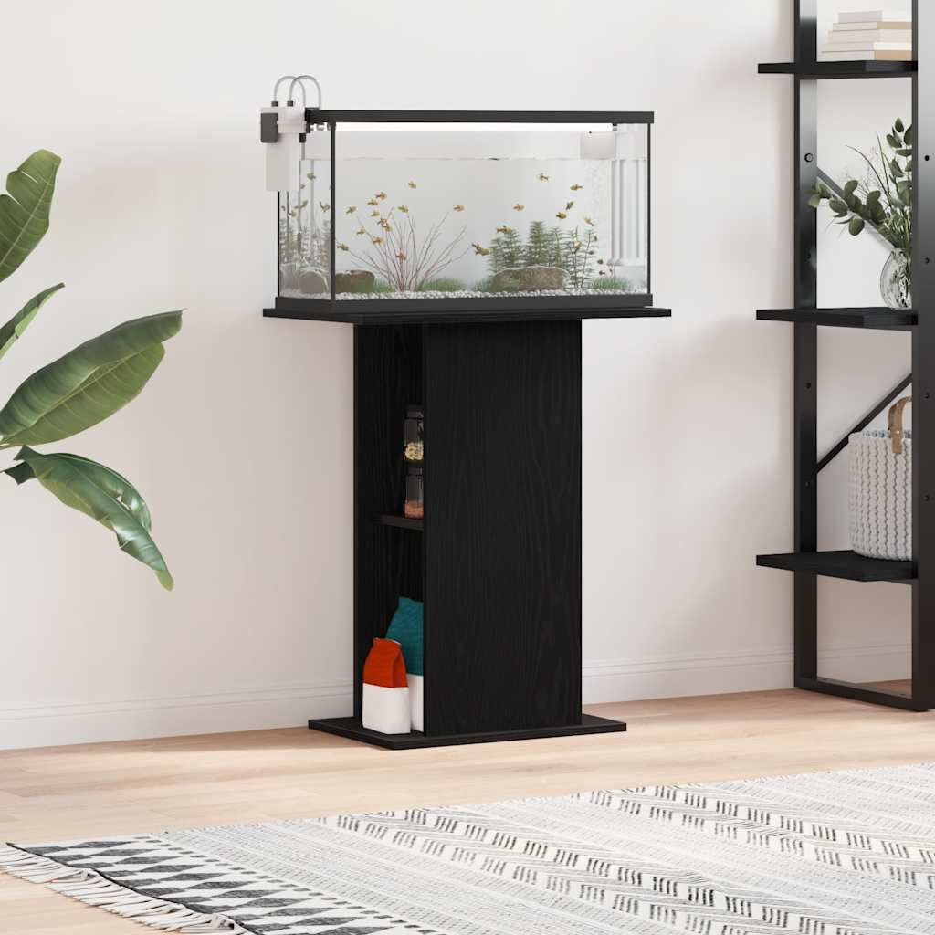 vidaXL Aquariumkast Zwart Eiken 60,5x36x72,5 cm