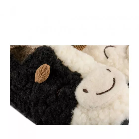 Chaussons peluche vache NOIR PHILOV