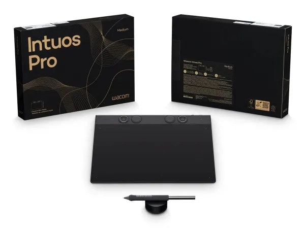Wacom Intuos Pro Medium - Digitizer - højre- og venstrehåndet - 26.3 x 14.8 cm - elektromagnetisk - 10 knapper - trådløs, kablet - USB, Bluetooth