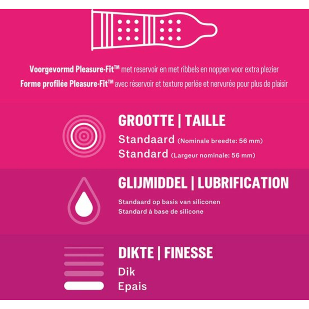 Durex - Nude Extra Lube Condooms 10 stuks, Pleasure Me Condooms 10 stuks & Performa Condooms 10 stuks - Pakket