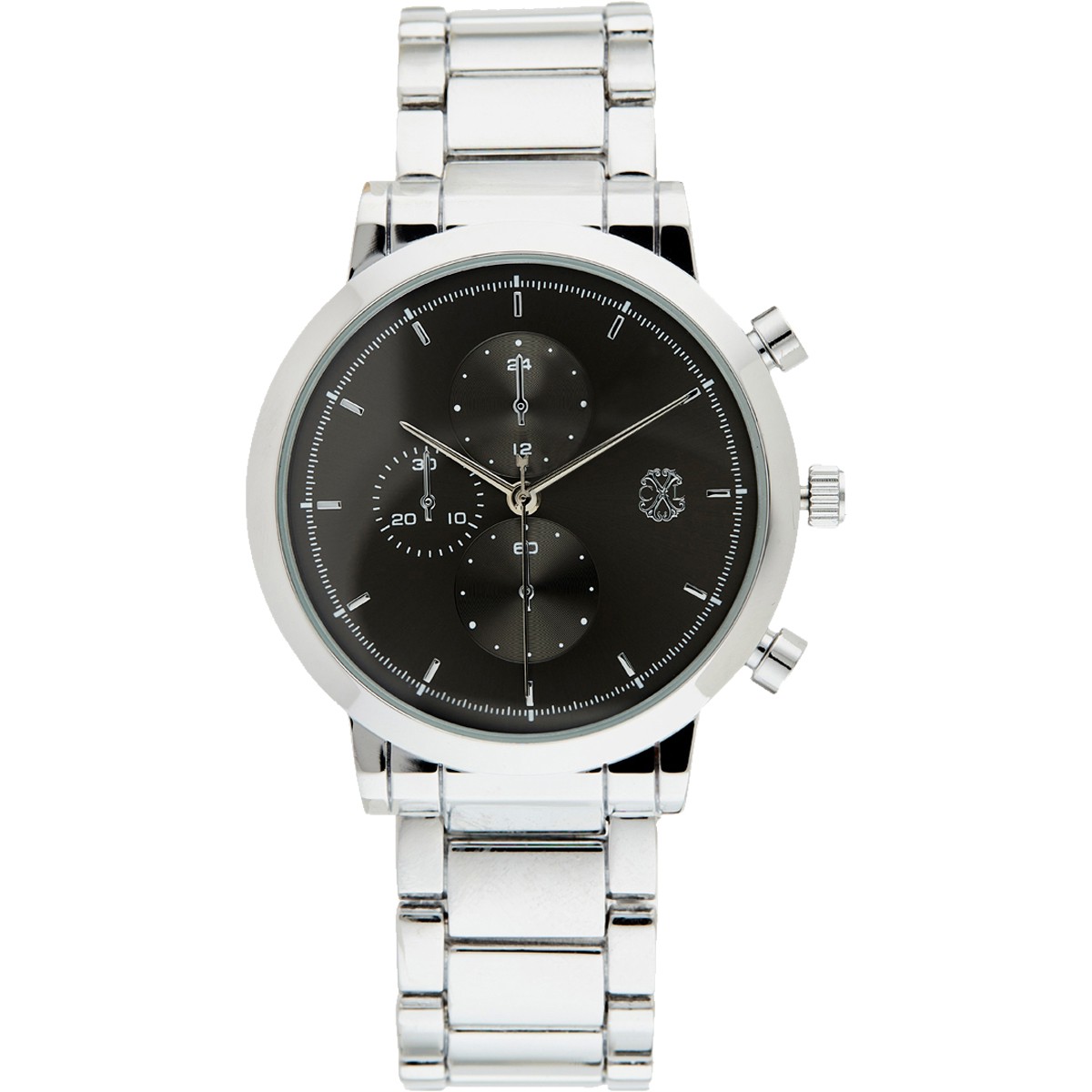 Montre à quartz - Alliage & laiton - Argenté & noir - Homme