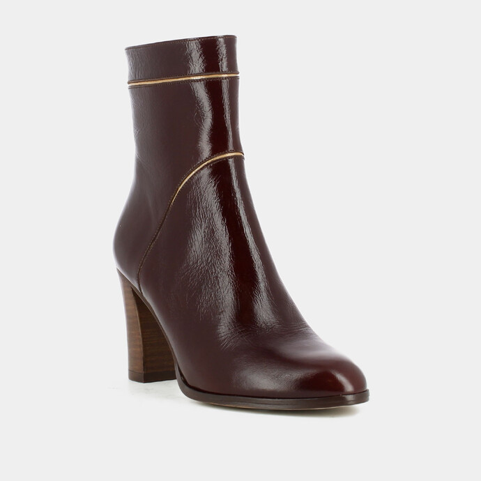 Bottines à talons hauts  en cuir vieilli marron