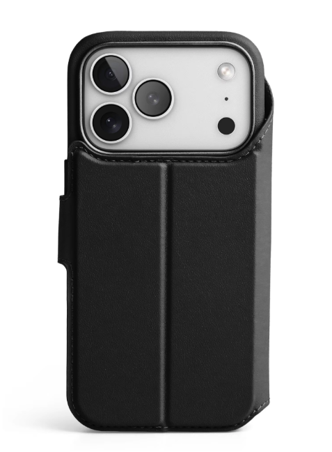 2in1 iPhone 17 Pro Max MagSafe Vegan Folio Leder Tasche Flip Cover (LLF00004) - Schwarz