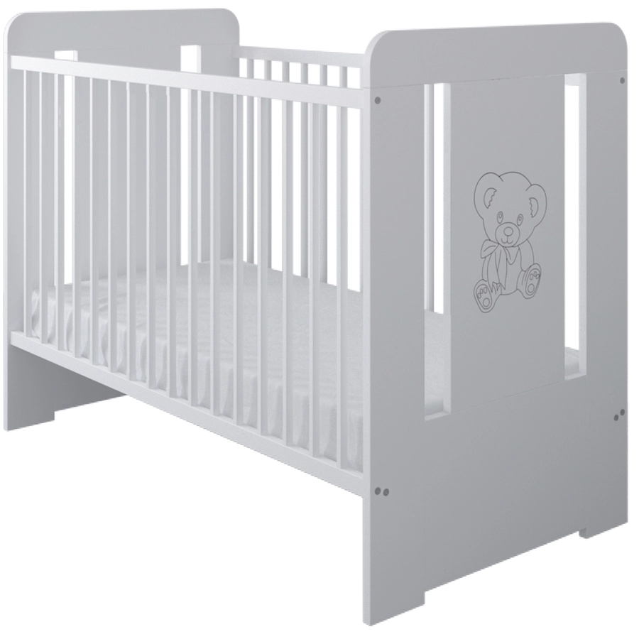 Kids Collective Babybett Gitterbett 60x120 höhenverstellbar|herausnehmbare Sprossen weiß