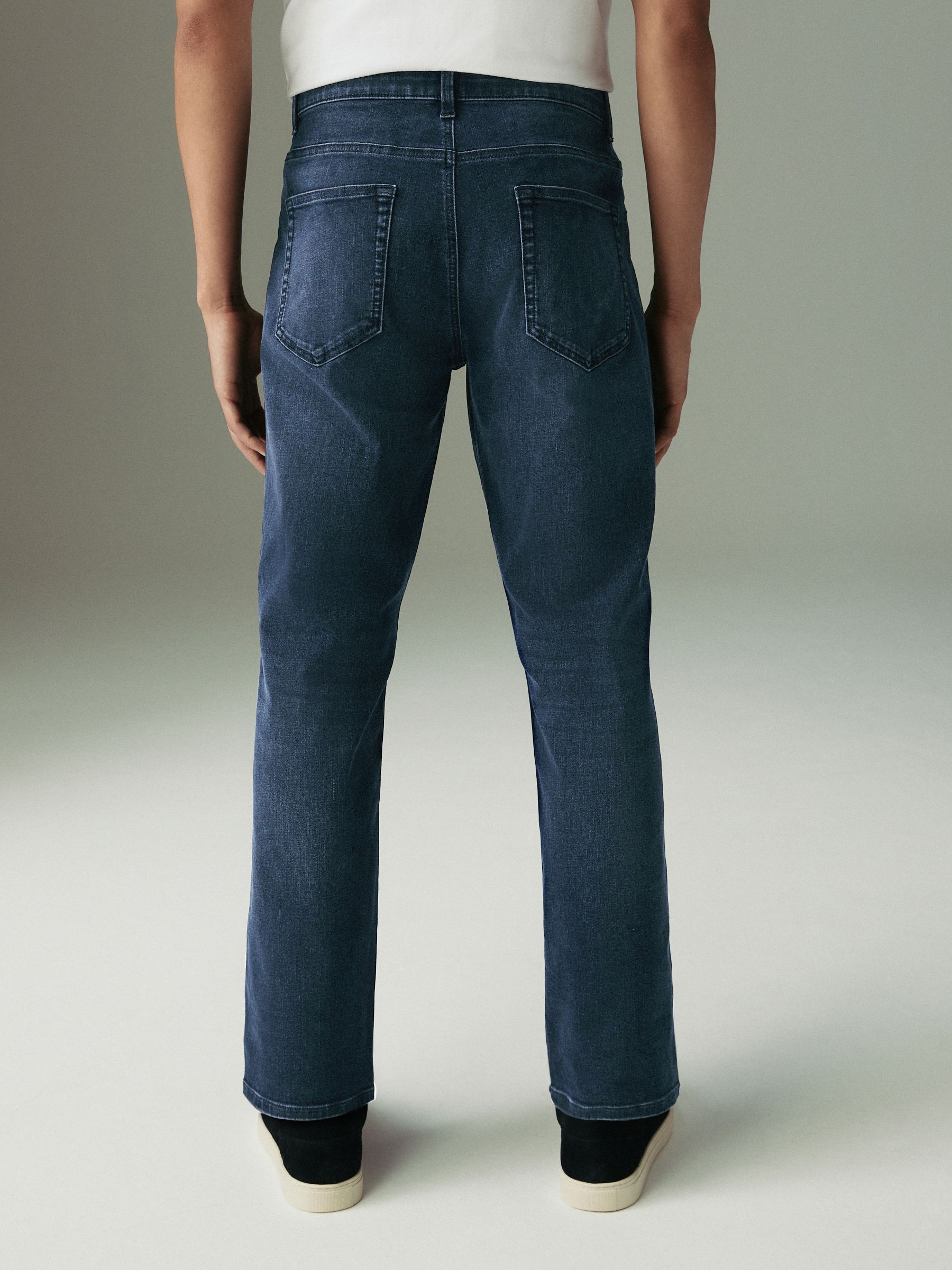 Blauw staal - Rechte, klassieke jeans met stretch