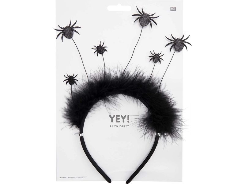 Rico Design Kopfschmuck Spinnen 1 Stück, Schwarz Haarreif mit Spinnendekoration