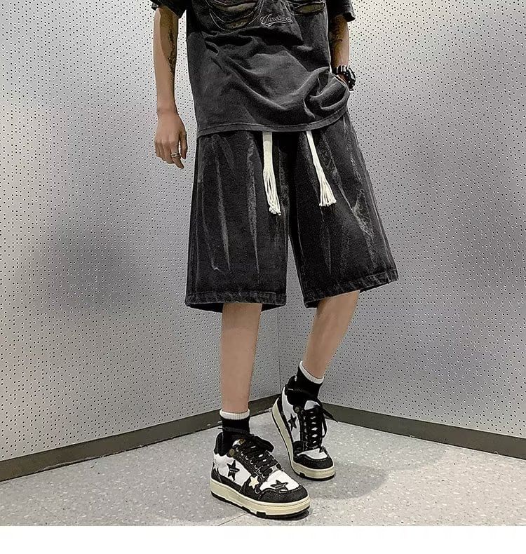 Oakjam - Mid Rise Tie Dye Denim Shorts