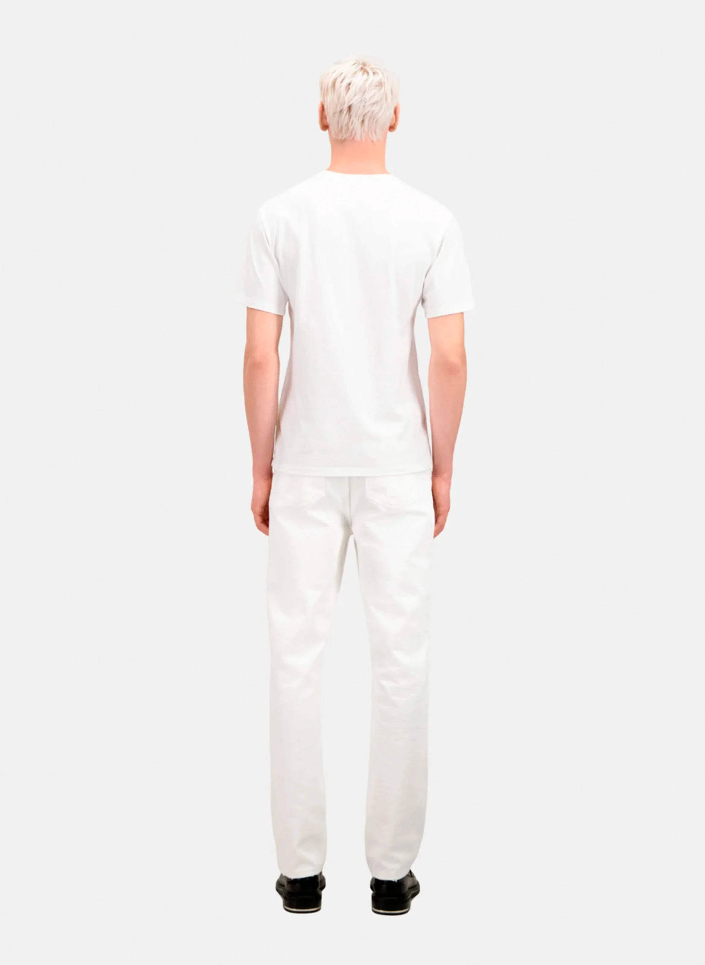 Tee-shirt droit col rond en coton sérigraphié | Blanc