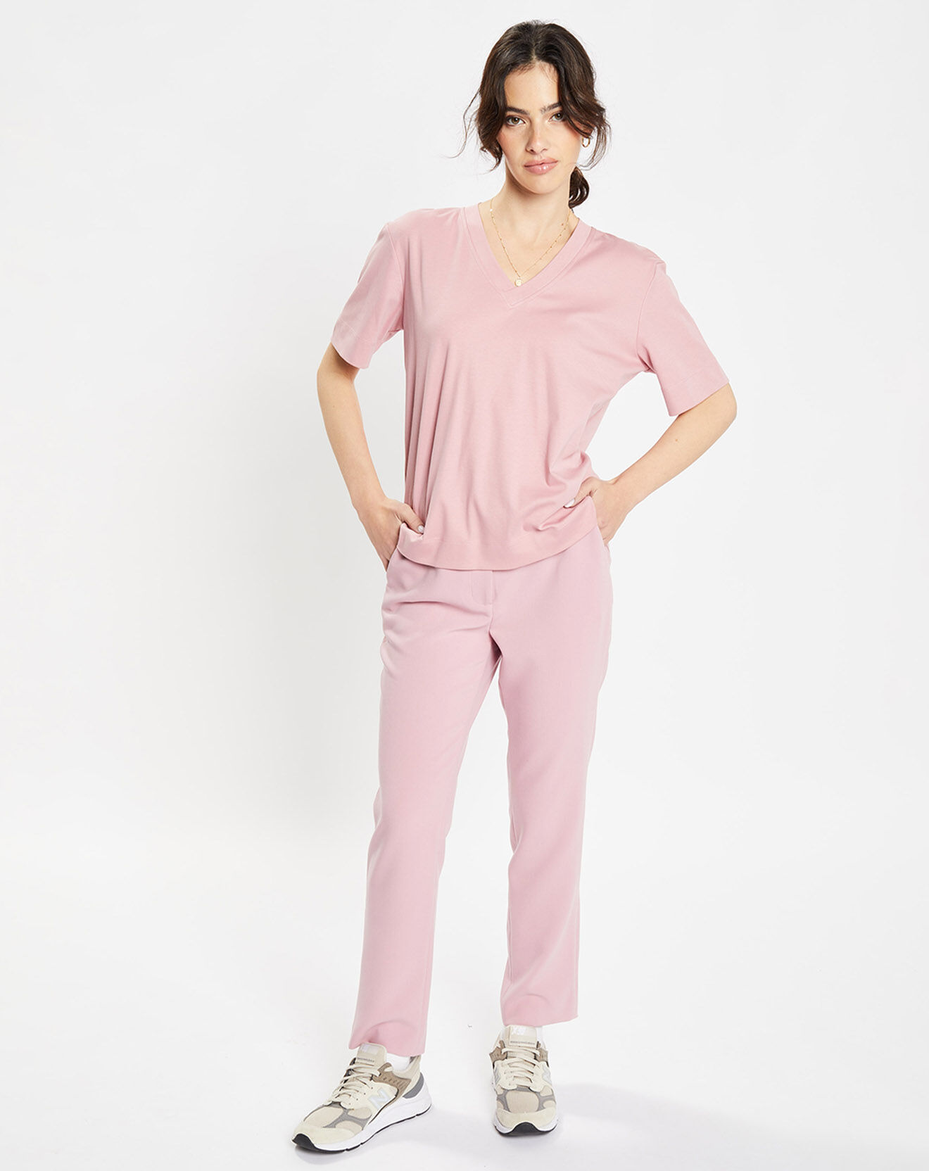 Jodhpur T-Shirt 100% Coton Biologique Baribo col V rose