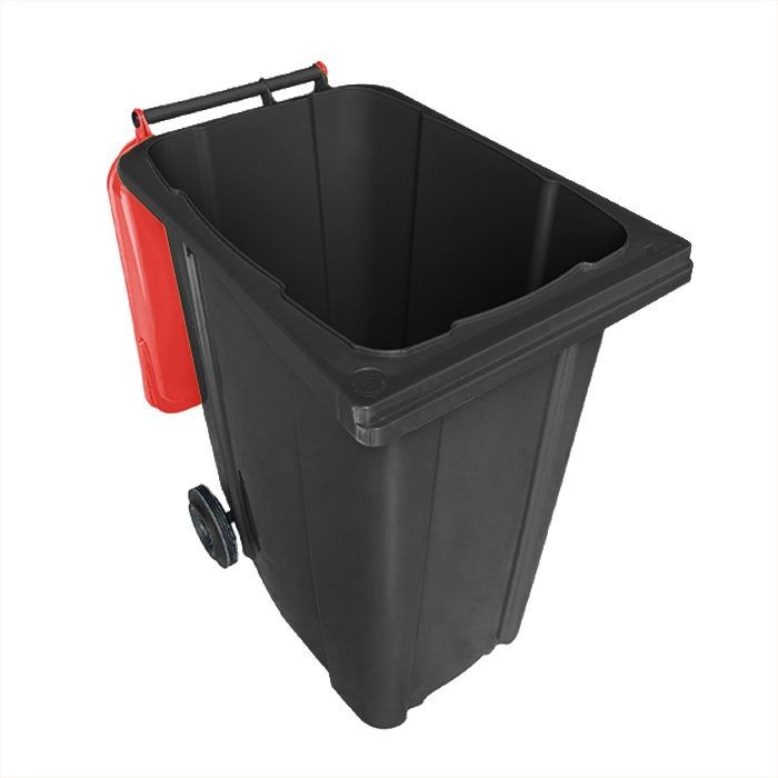 Afvalcontainer 360 liter grijs met rood deksel (6097155041037)