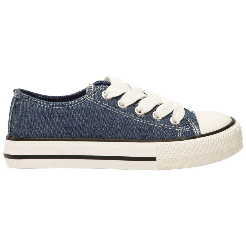 Baskets basses en toile avec lacets mixtes - Bleu