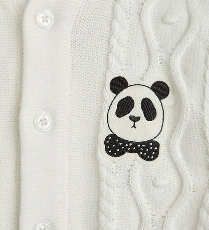 Mini Rodini Strampler - Strick - Off White m. Panda