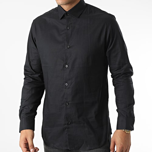 Chemise Manches Longues Pinpoint Noir