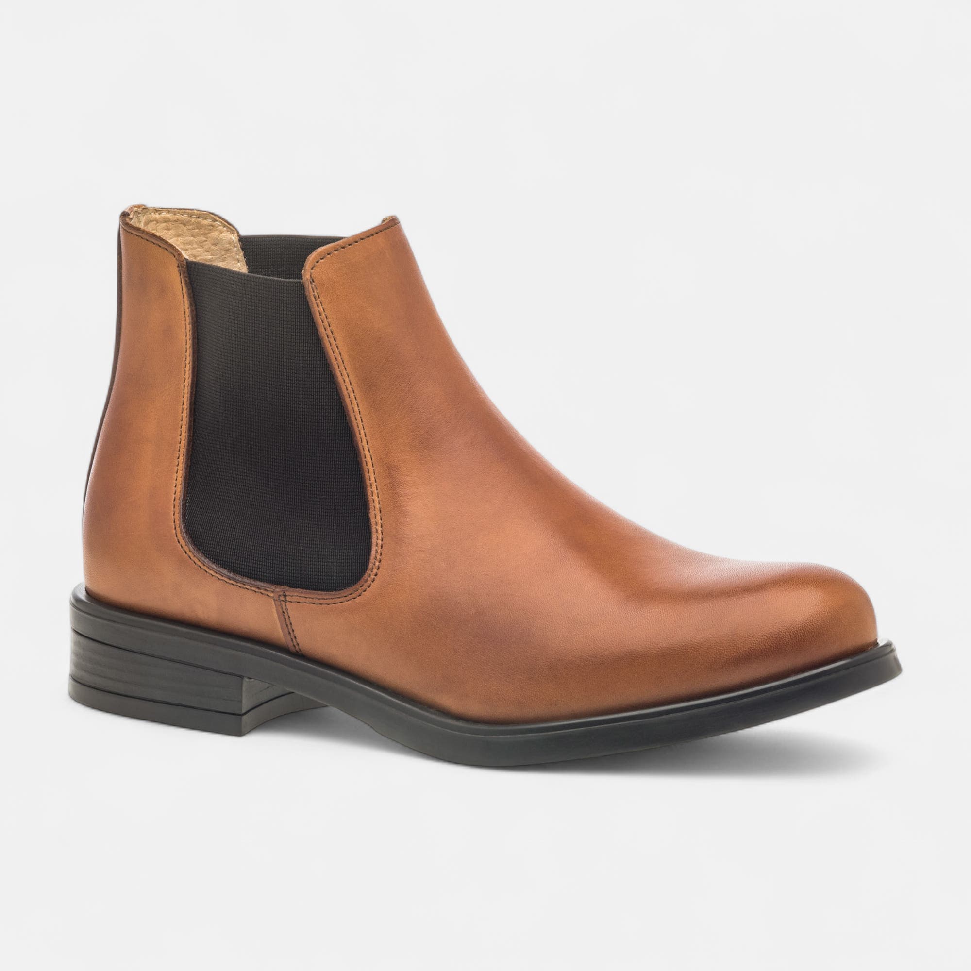 Boots chelsea Femme en cuir cognac