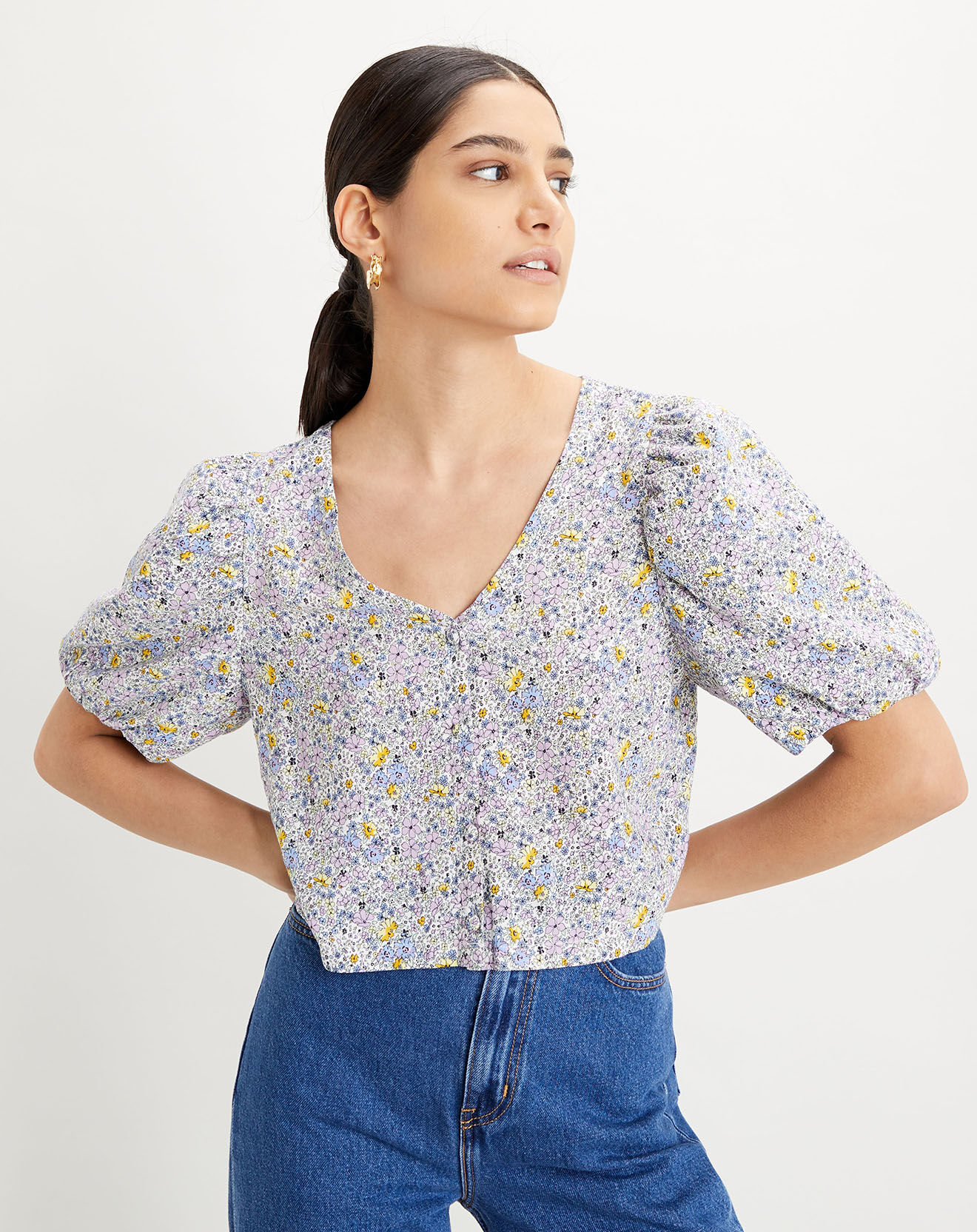 Levi's® Blouse Holly courte à motifs blanche