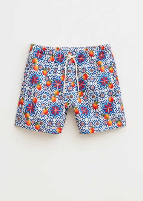 Zwembroek met print orange blauw (BLW.K)