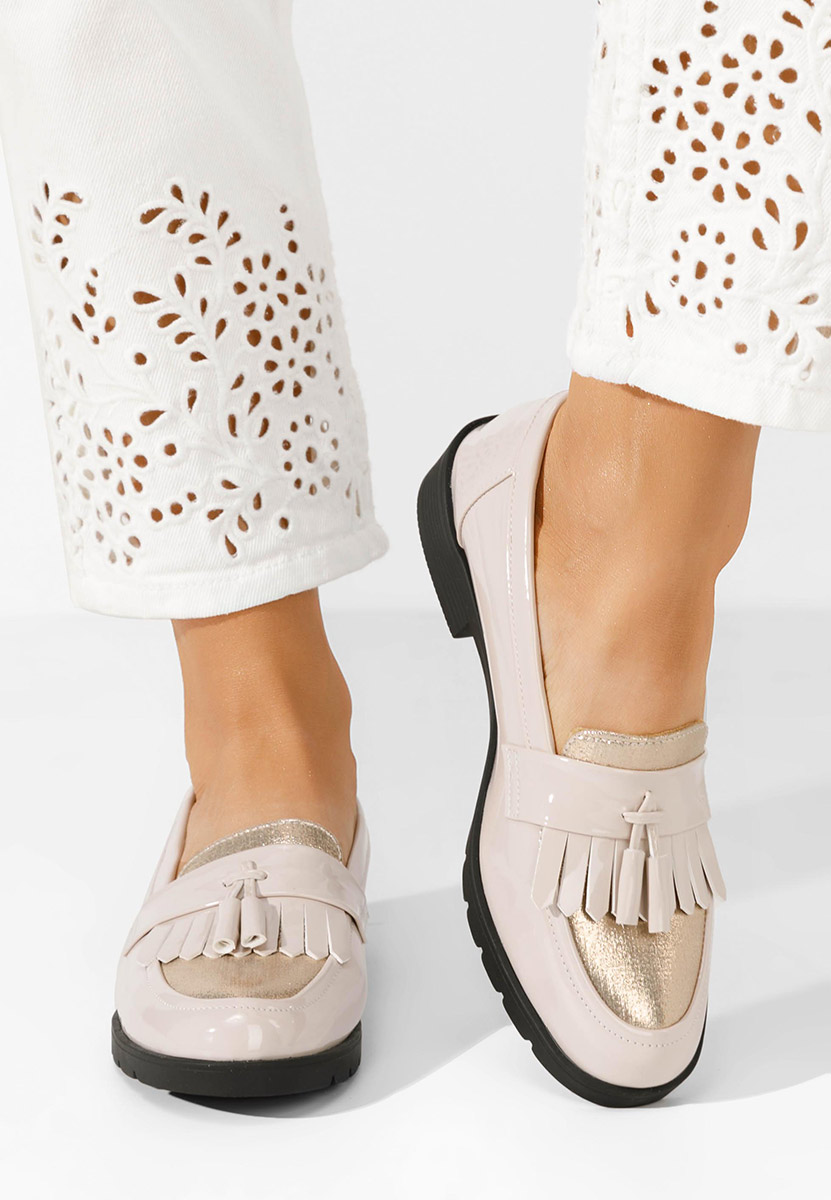 Mocassins pour femme vernis beige Luciara